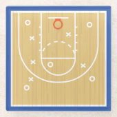 ブルーレッド・ホワイト・バスケットボール・スポーツ ガラスコースター (正面)