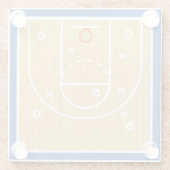 ブルーレッド・ホワイト・バスケットボール・スポーツ ガラスコースター (裏面)