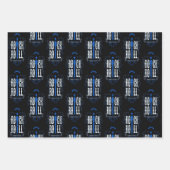 ブルーレッド&金ゴールドヴィンテージロック転が& ラッピングペーパーシート (正面)