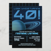 ブルーレトロウェーブ40th誕生日パーティの招待状 招待状 (正面/裏面)