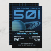 ブルーレトロウェーブ50thバースデーパーティーへの招待 招待状 (正面/裏面)