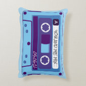 ブルーレトロカセットミックステープアクセントピロー アクセントクッション (裏面(縦))