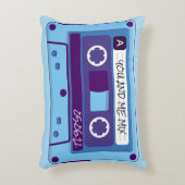 ブルーレトロカセットミックステープアクセントピロー アクセントクッション (正面(垂直))