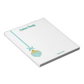 ブルーレトロクリスマスオーナメントモノグラム ノートパッド (アングル)