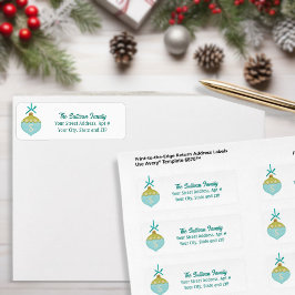 ブルーレトロクリスマスオーナメントモノグラム ラベル