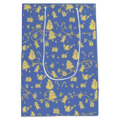 ブルーレトロクリスマスパターン ミディアムペーパーバッグ (裏面)