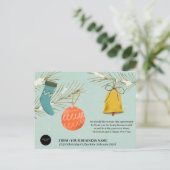 ブルーレトロクリスマスビジネス企業のロゴ シーズンポストカード (スタンド正面)