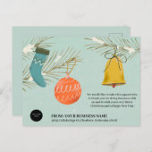 ブルーレトロクリスマスビジネス企業のロゴ シーズンポストカード (正面/裏面)