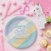 ブルーレトログルーヴィーベビーシャワー ペーパープレート (パーティー)