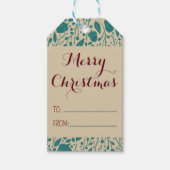 ブルーレトロコージークリスマスパターン ギフトタグ (正面)