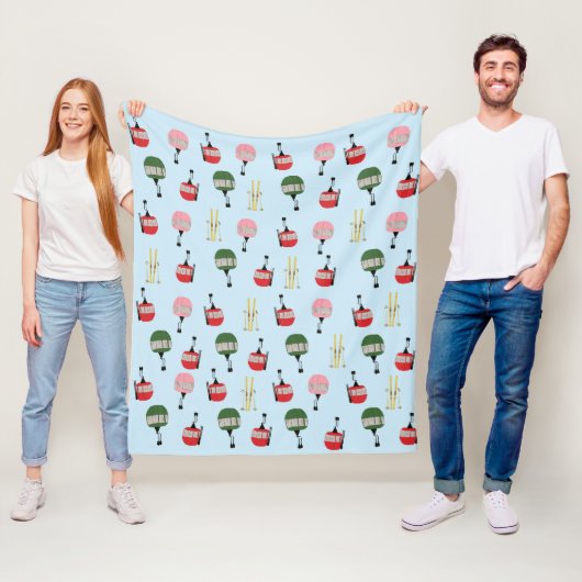 ブルーレトロスキーリフトゴンドラウィンタースキー フリースブランケット (インサイチュ)