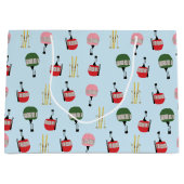 ブルーレトロスキーリフトゴンドラウィンタースキー ラージペーパーバッグ (正面)