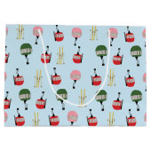 ブルーレトロスキーリフトゴンドラウィンタースキー ラージペーパーバッグ (裏面)