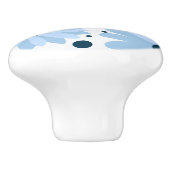 ブルーレトロスタイルデイジーとダークブルーのドット セラミックノブ (側面)