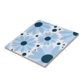 ブルーレトロスタイルデイジーとダークブルーのドット タイル (側面)