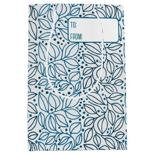 ブルーレトロタイズオブクリスマスビベス ミディアムペーパーバッグ (正面)