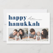 ブルーレトロタイポグラフィハッピーハヌッカフ2枚 シーズンカード (正面)