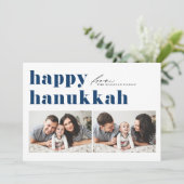 ブルーレトロタイポグラフィハッピーハヌッカフ2枚 シーズンカード (スタンド正面)