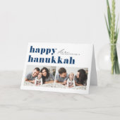 ブルーレトロタイポグラフィハッピーハヌッカフ2枚 シーズンカード (正面)