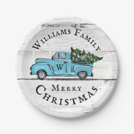 ブルーレトロトラックカスタム紙プレート ペーパープレート