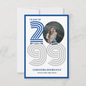 ブルーレトロビッグナンバーズ卒業写真 招待状 (正面)