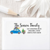 ブルーレトロフィアット500クリスマスギフト ラベル (インサイチュ)