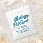 ブルーレトロベビーオンボードサーフベビーシャワー フェイバーバッグ (クリップ留めされた状態)