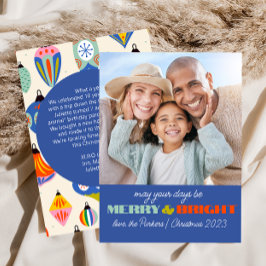 ブルーレトロホリデーフォトカード |垂直 招待状