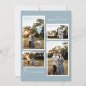 ブルーレトロボホミニマリスト4枚フォトコラージュ シーズンカード (正面)