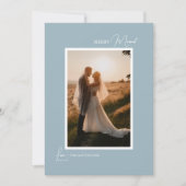 ブルーレトロボーホミニマルメリーリスト結婚したポートレート シーズンカード (正面)