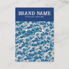 ブルーレトロモダン波形イヤリング表示カード スクエア名刺