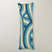 ブルーレトロレインボーストライプズ模様 ボディピロー (裏面 (縦))