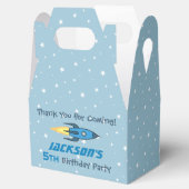 ブルーレトロロケットシップパーソナライズされた誕生日ボーイ フェイバーボックス (オープン)