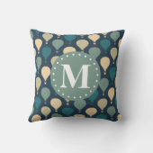 ブルーレトロ熱気球パターンモノグラム クッション (裏面)