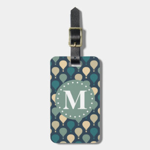 ブルーレトロ熱気球パターンモノグラム ラゲッジタグ