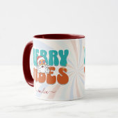 ブルーレトロ70sをテーマにしたメリーVibes名前をカスタムする マグカップ (正面左)