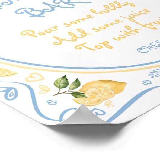 ブルーレモイタリアンンブライダルシャワーミモザバーポスター ポスター (角)