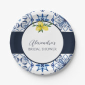 ブルーレモイタリアンンブライダルシャワー紙 ペーパープレート (正面)