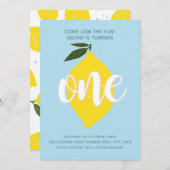 ブルーレモネードファースト誕生日招待状 招待状 (正面/裏面)