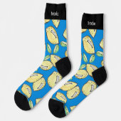 ブルーレモモダンンキュートおもしろい夏の名鮮やか前 ソックス (左)