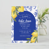 ブルーレモンとイエローレモンのブライダルシャワー招待状 招待状 (スタンド正面)