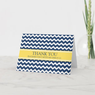 ブルーレモンシェブロンバットミッツヴァ感謝カード サンキューカード