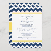 ブルーレモンシェブロン婚約パーティ招待状 招待状 (正面/裏面)