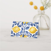 ブルーレモンシトラスの名前座席表または食品の看板 プレイスカード (裏面)