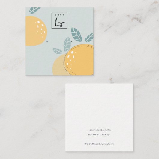 ブルーレモンフルーティはっきりした抽象芸術イヤリングディスプレイ スクエア名刺 (正面/裏面)