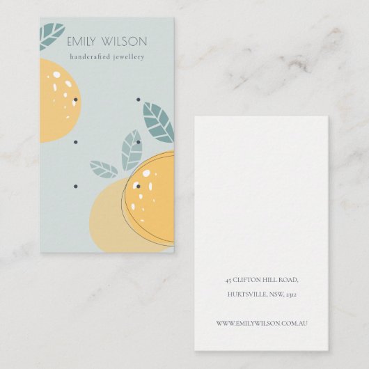 ブルーレモンフルーティ抽象芸術はっきりした3イヤリングディスプレイ 名刺 (正面/裏面)