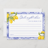 ブルーレモンブライダルシャワーデイトナイトアイディアカード 招待状 (正面)
