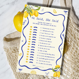 ブルーレモンブライダルシャワー彼は彼女はゲームを言った