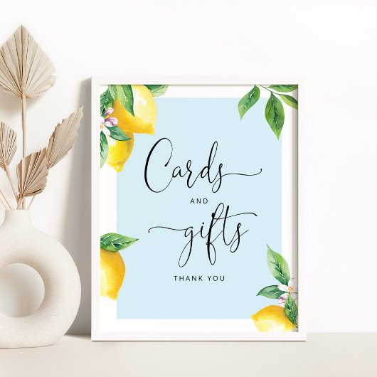 ブルーレモンベビーシャワーカードとギフトサイン ポスター