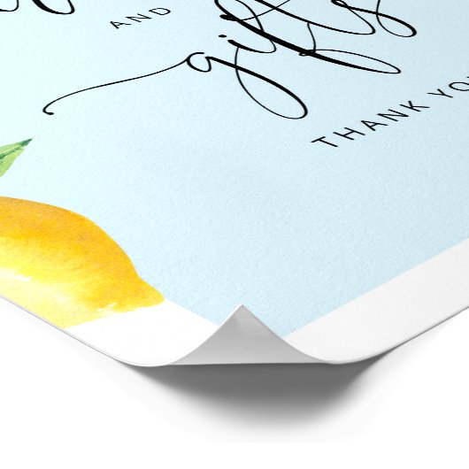 ブルーレモンベビーシャワーカードとギフトサイン ポスター (角)